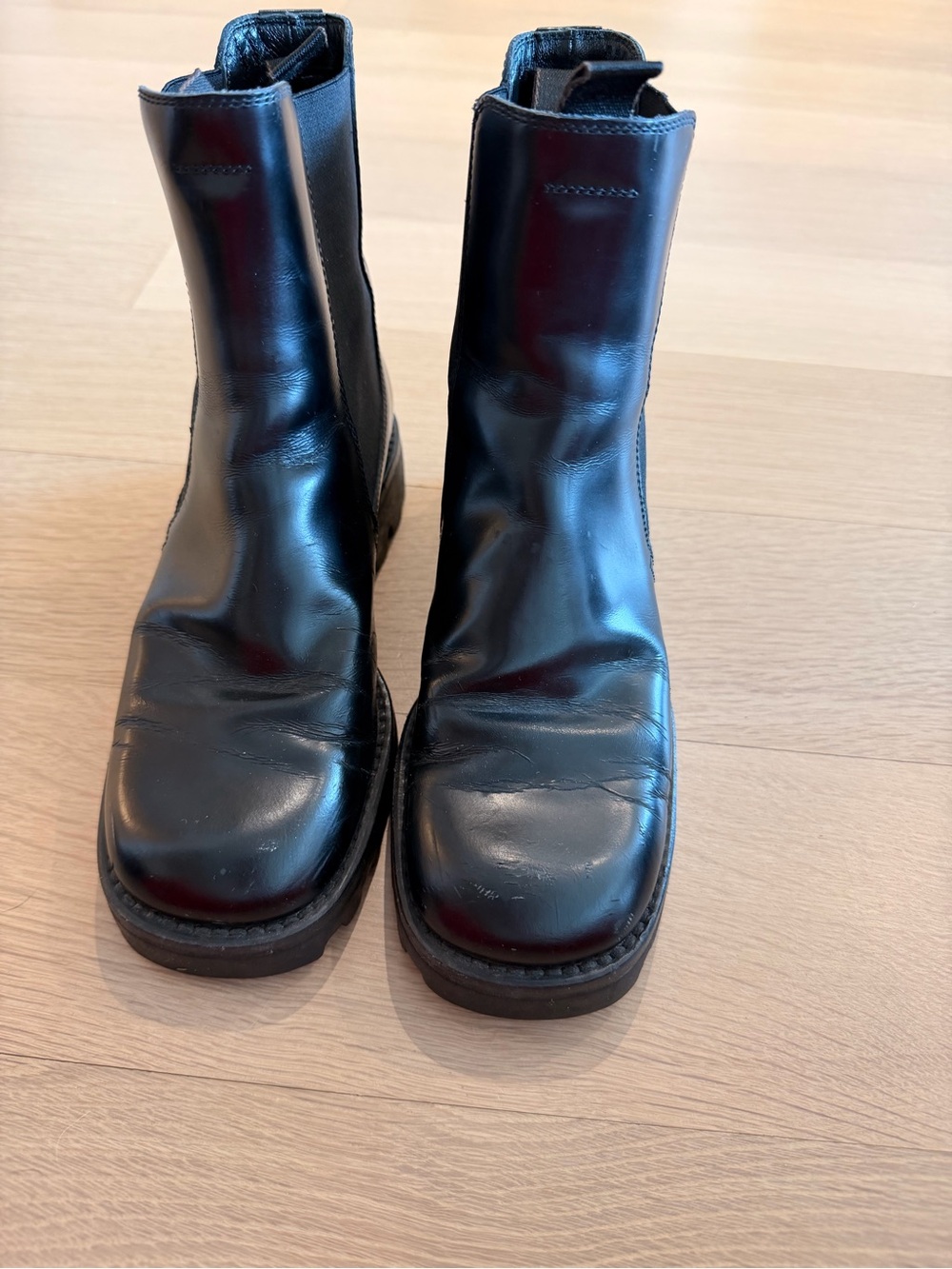 PRADA Chelsea Boots - black leather AUTHENTIC sz 36